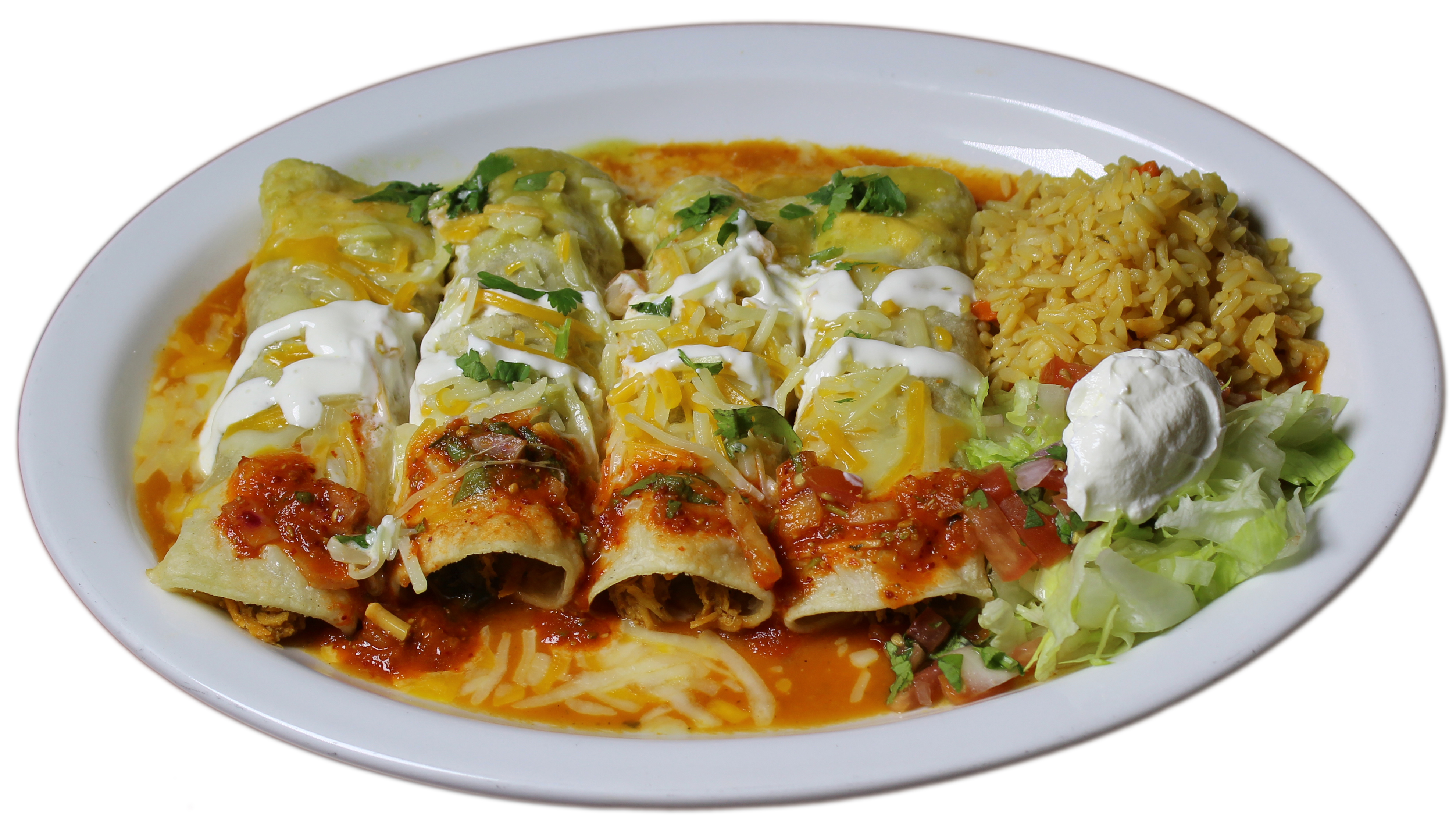 Order Enchiladas Mex food online from Pollo Royal Restaurant store, Revere on bringmethat.com