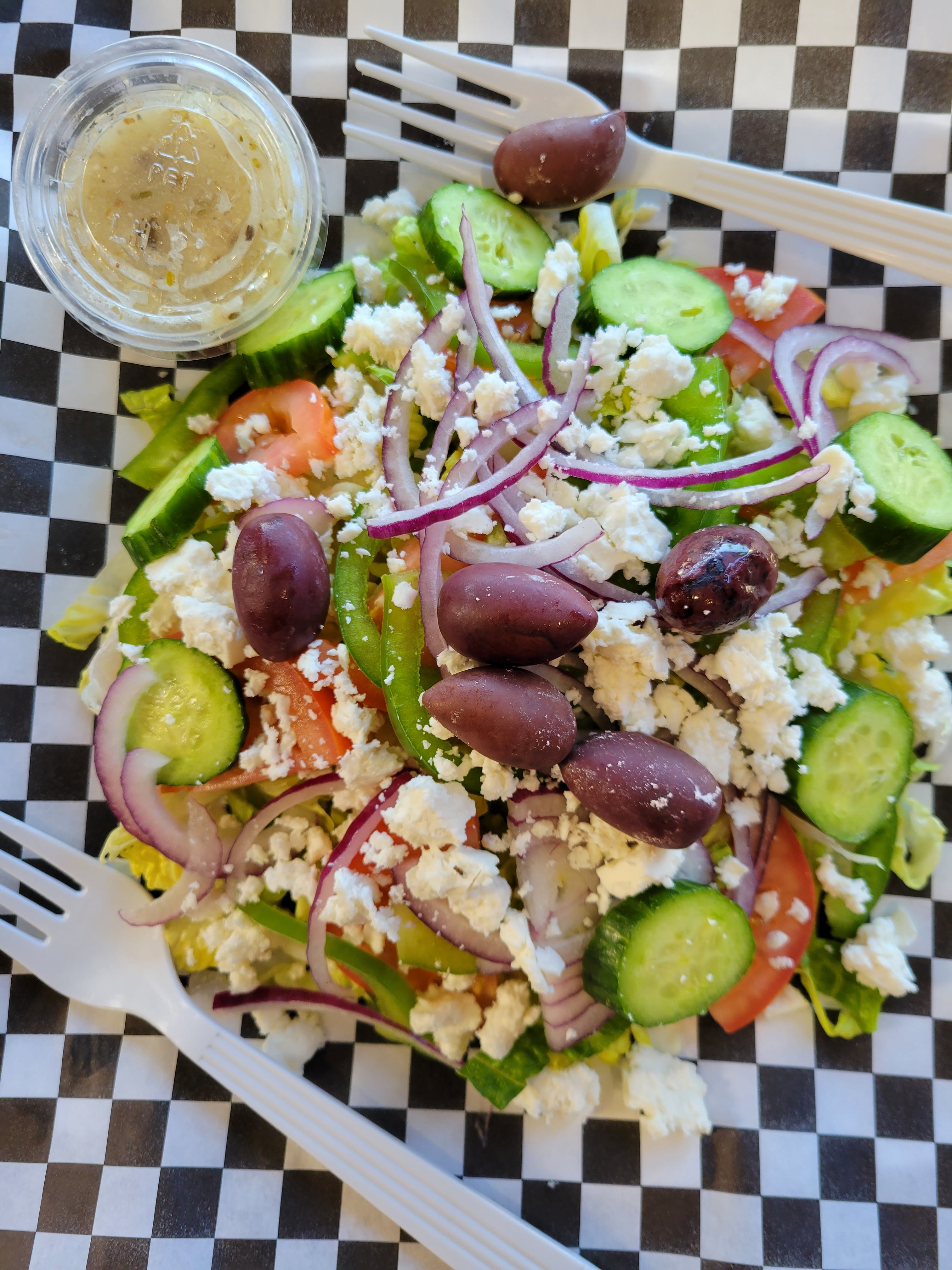 Order Greek Salad - Salad food online from Slash pizza store, Glendale on bringmethat.com