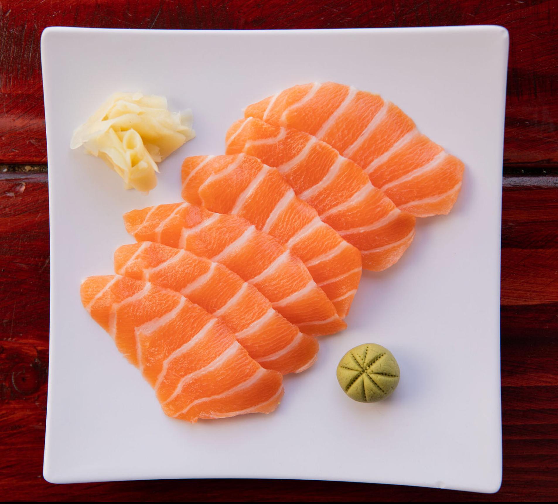 Order 6pc. Salmon Sashimi food online from Meshuga 4 Sushi - W. Pico Blvd. store, Los Angeles on bringmethat.com