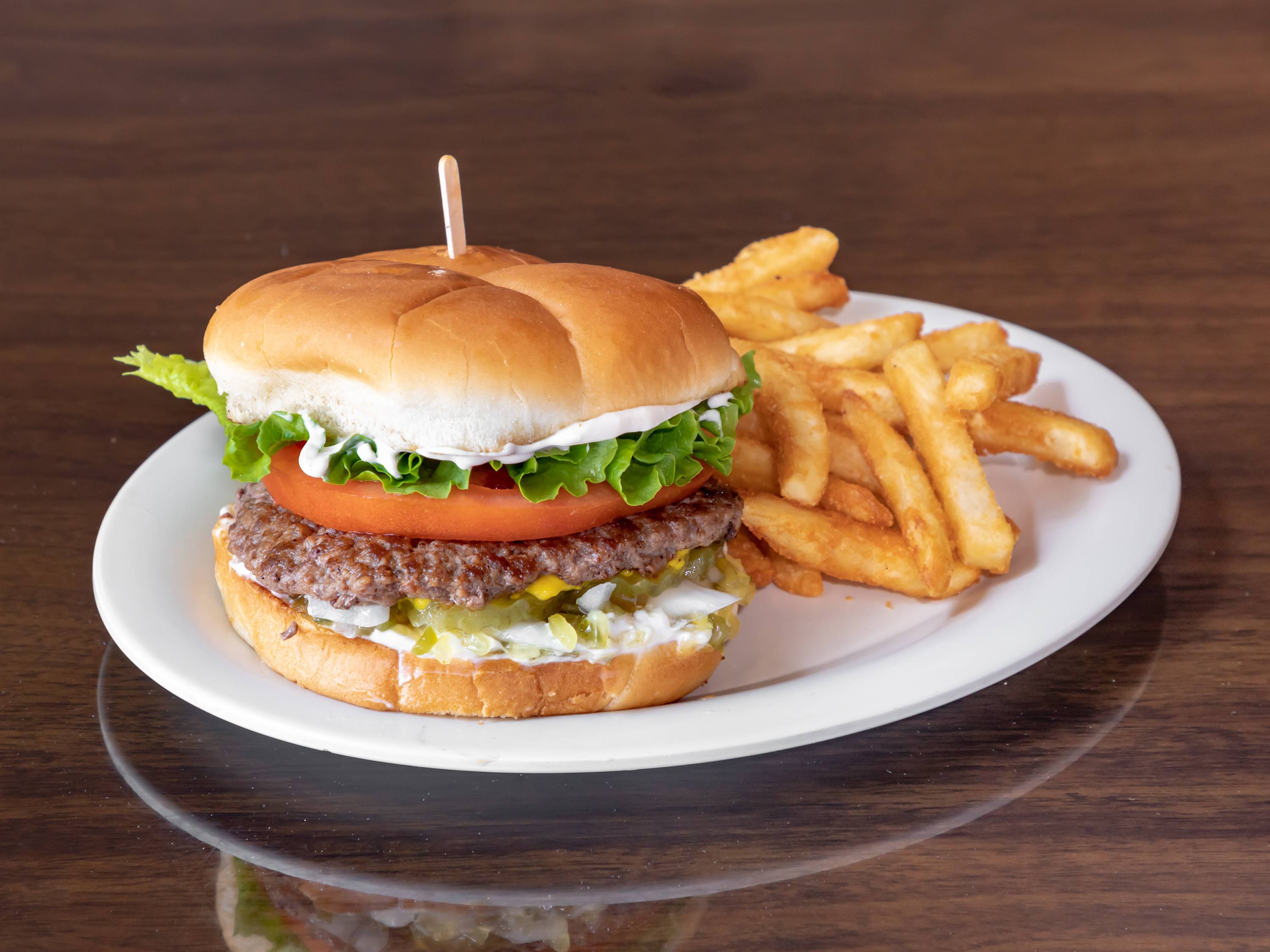 Order All American Burger food online from Grill ‘N Burgers store, Bakersfield on bringmethat.com