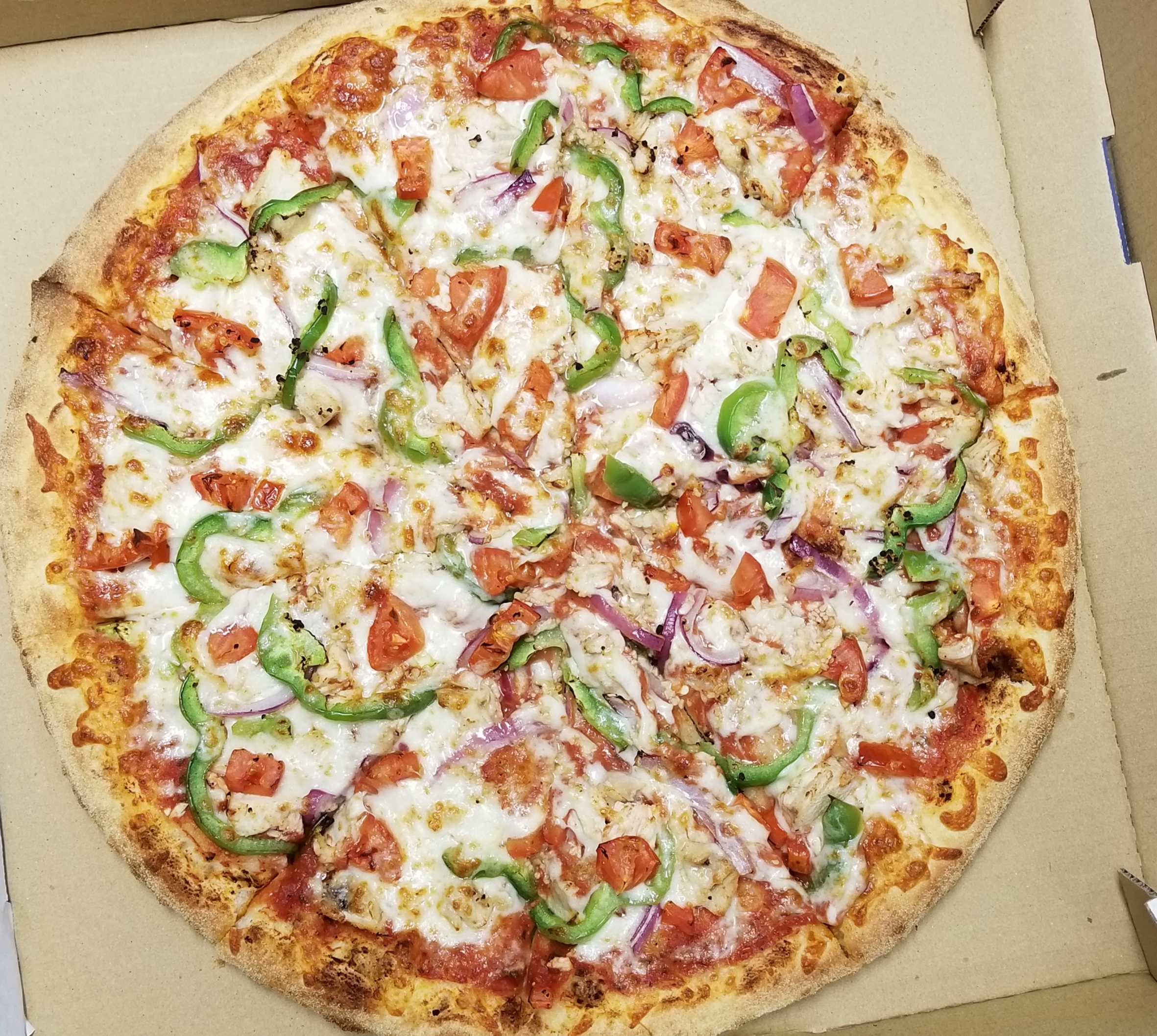 Order Garlic Chicken Pizza food online from Papa Ray Pizza store, Daly City on bringmethat.com