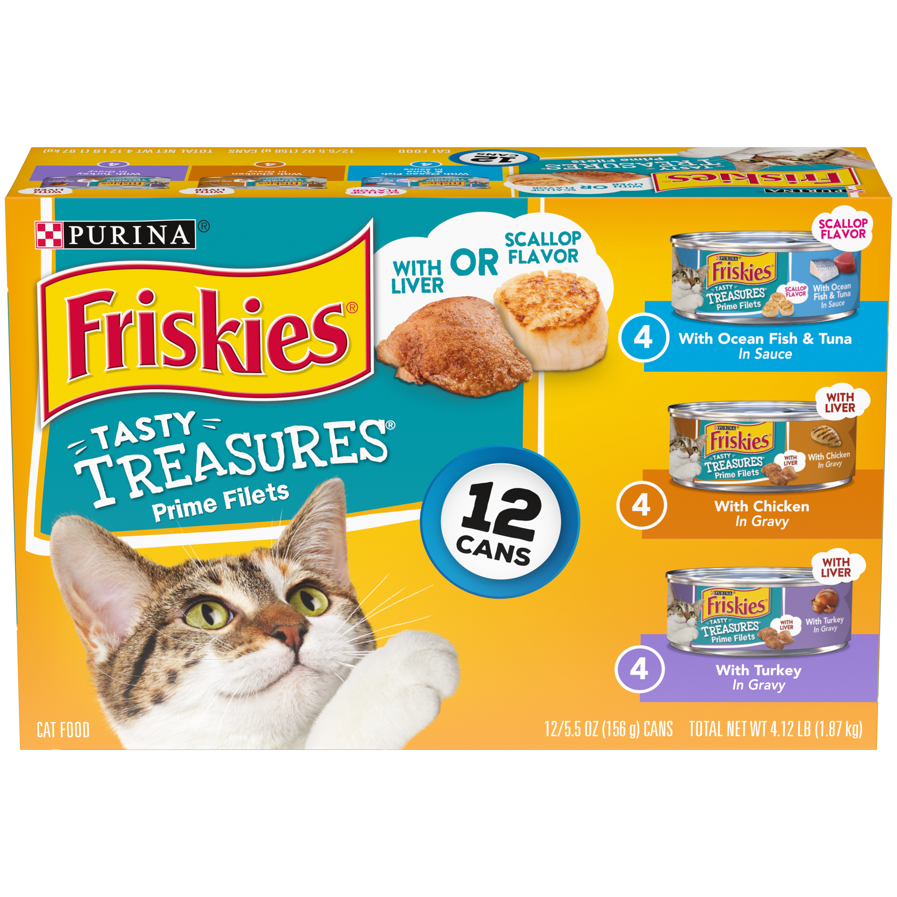 Order Purina Friskies Gravy Wet Cat Food Variety Pack Cans - Tasty Treasures Prime Filets, 5.5 oz, 12 ct food online from Rite Aid store, CORNING on bringmethat.com