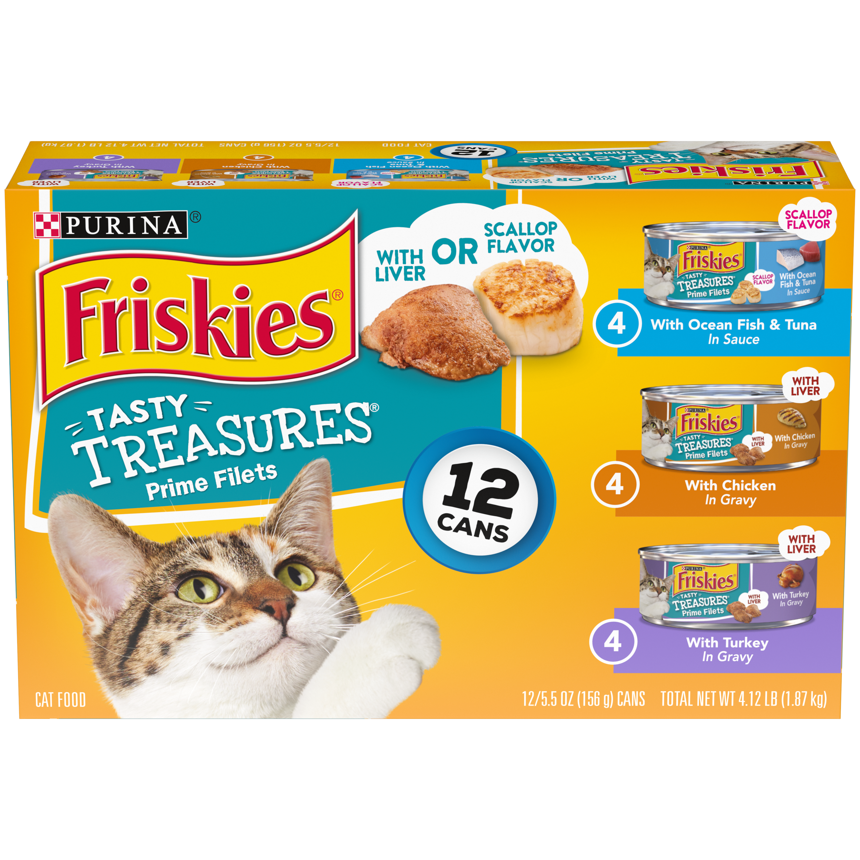 Order Purina Friskies Gravy Wet Cat Food Variety Pack Cans - Tasty Treasures Prime Filets, 5.5 oz, 12 ct food online from Rite Aid store, Williamsville on bringmethat.com