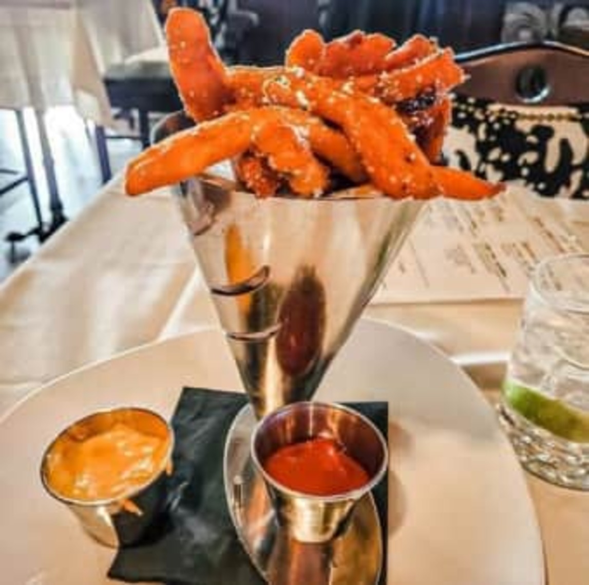 Order Large Sweet Potato Fries with Maple Mayo food online from Market Grille store, Manchester on bringmethat.com