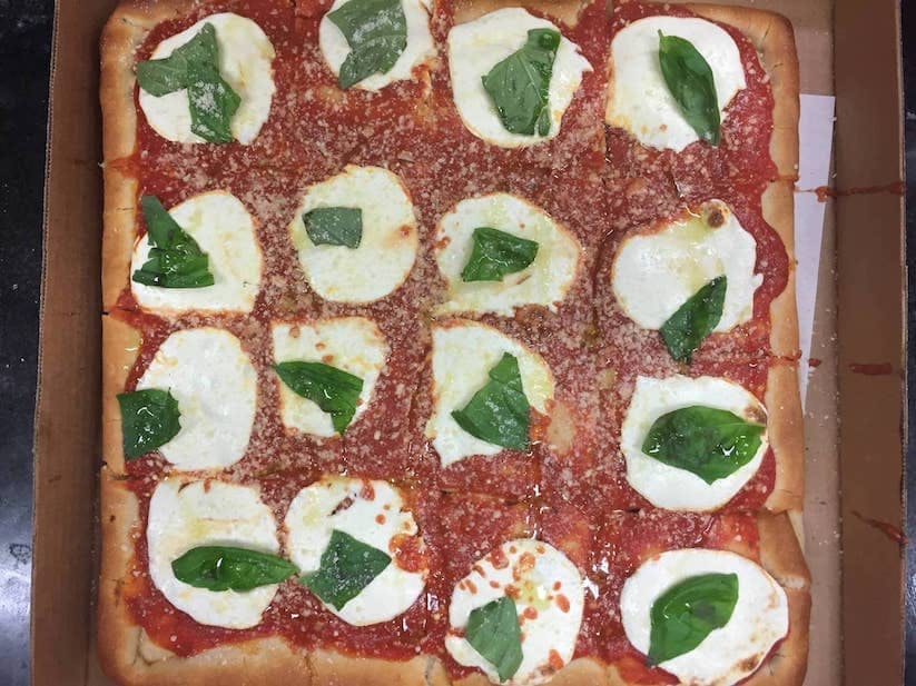 Order Margherita Sicilian Pizza - 16"x16" food online from Dinos Pizza & Pasta store, Bridgeport on bringmethat.com