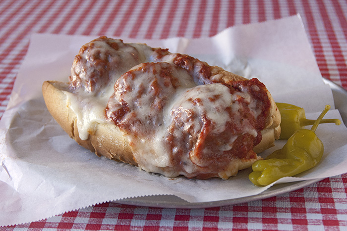 Order Meatball Parmesan Sandwich food online from Pizzeria Avellino store, San Francisco on bringmethat.com