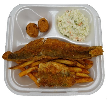 Order Whiting Fish, Cole Slaw and Hush puppies Dish food online from Mid-East Cafe And Restaurant Llc store, Akron on bringmethat.com