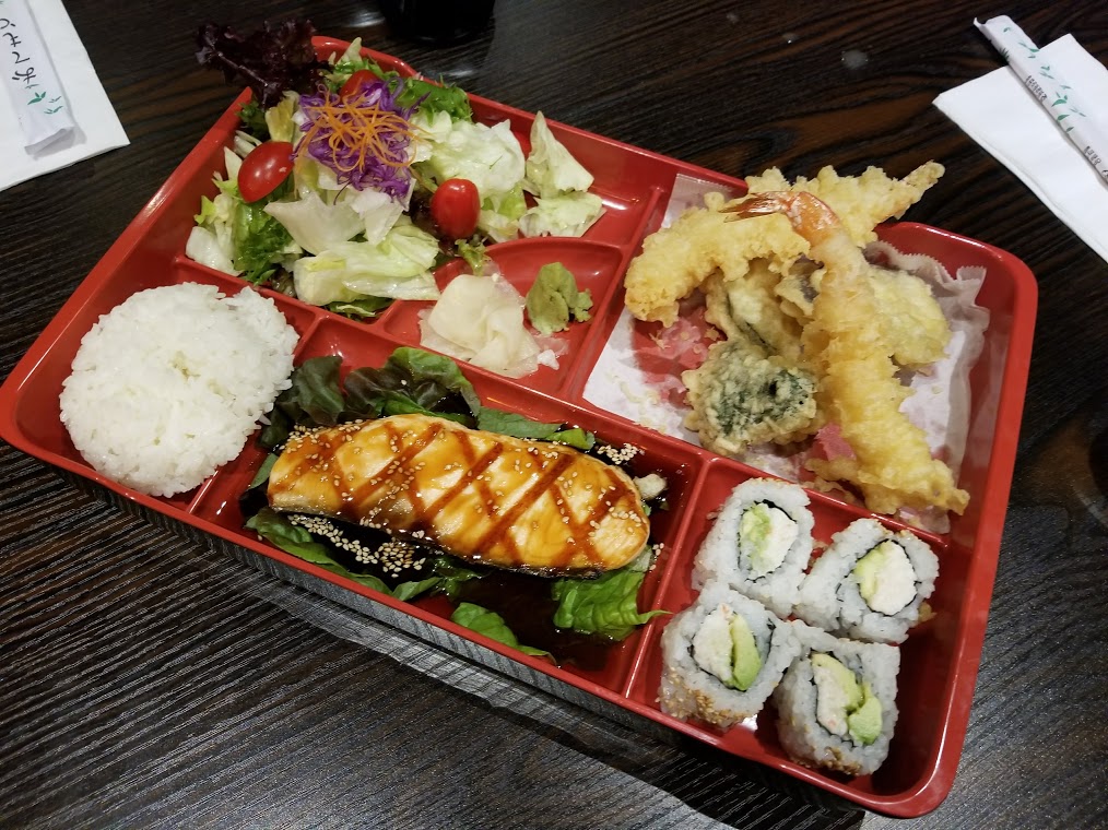 Order Salmon Teriyaki Bento Combination Box food online from Otoko Sushi store, Redwood City on bringmethat.com