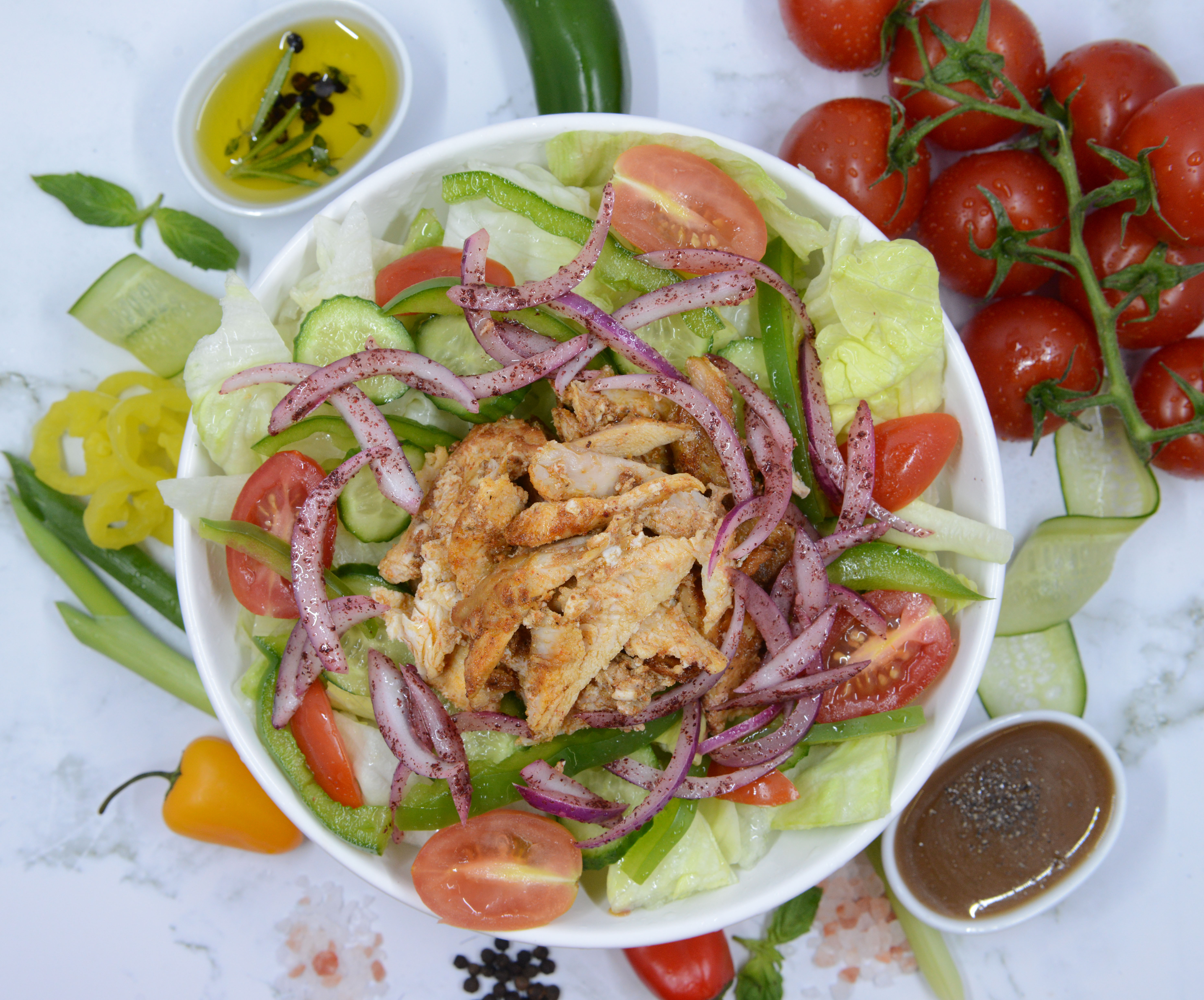 Order Grilled Chicken Salad food online from Jeb Pizza store, Troy on bringmethat.com
