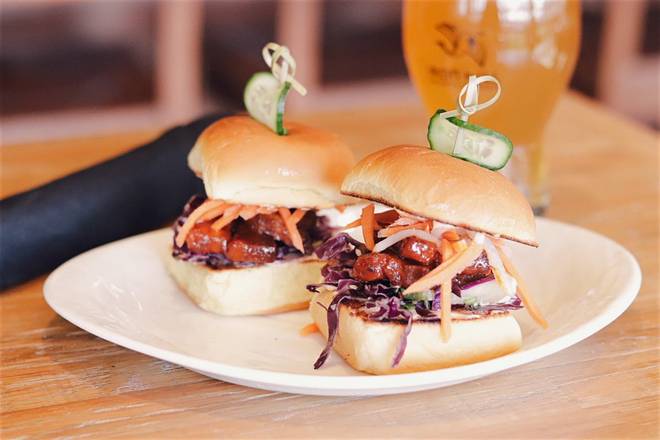 Order Crispy Pork Belly Sliders food online from Iron Hill Brewery & Restaurant store, Greenville on bringmethat.com