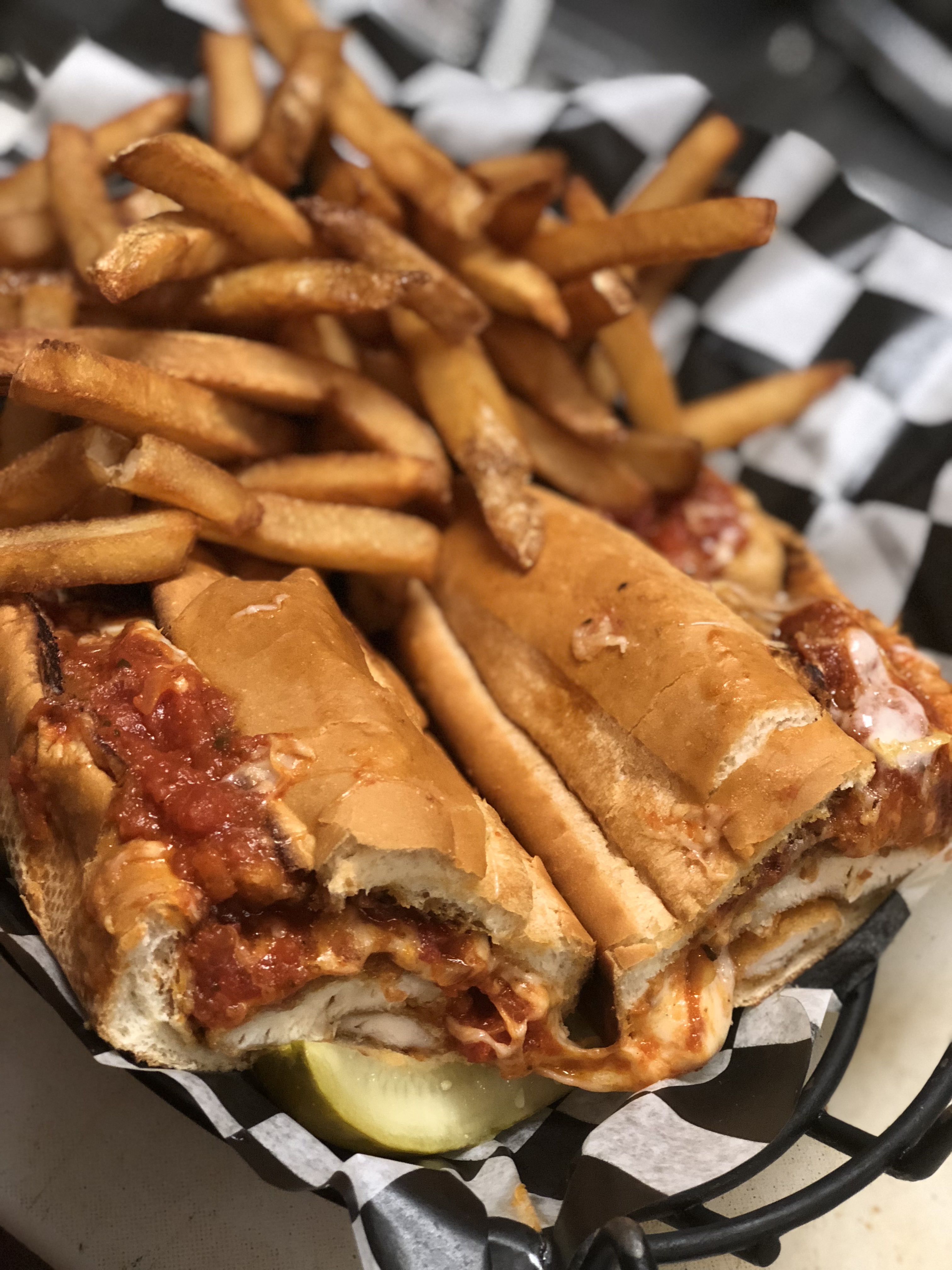 Order 9.5" Chicken Parmesan Sub food online from Dominic's Bar & Grille store, Monrovia on bringmethat.com