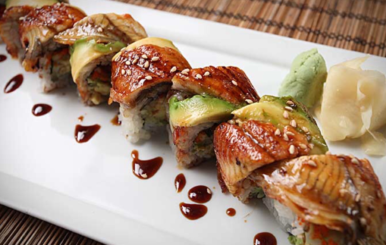 Order Dragon Roll food online from Yummy Asian Bistro store, Fox River Grove on bringmethat.com