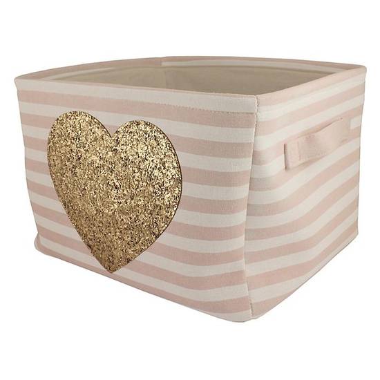 Order Bee & Coco Gold Heart Laundry Basket in Pink Stripes food online from Bed Bath & Beyond store, Carmel on bringmethat.com