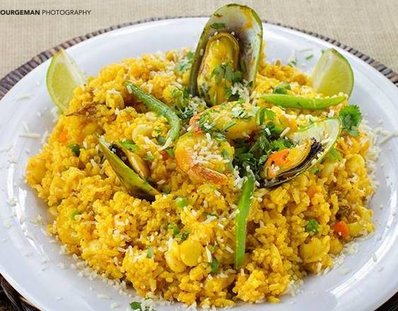 Order Paella (Arroz Con Mariscos) food online from Downtown Cafe store, Hesperia on bringmethat.com