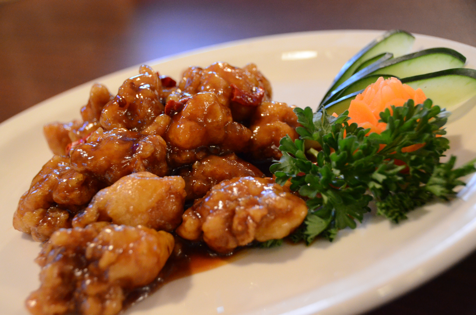 Order General Tso Plate food online from Oryza Asian Cuisine store, Iowa City on bringmethat.com