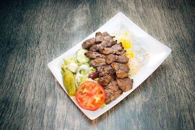 Order Double Chenjeh (Chunks of Beef) Kabob food online from Moby Dick House of Kabob store, Arlington on bringmethat.com