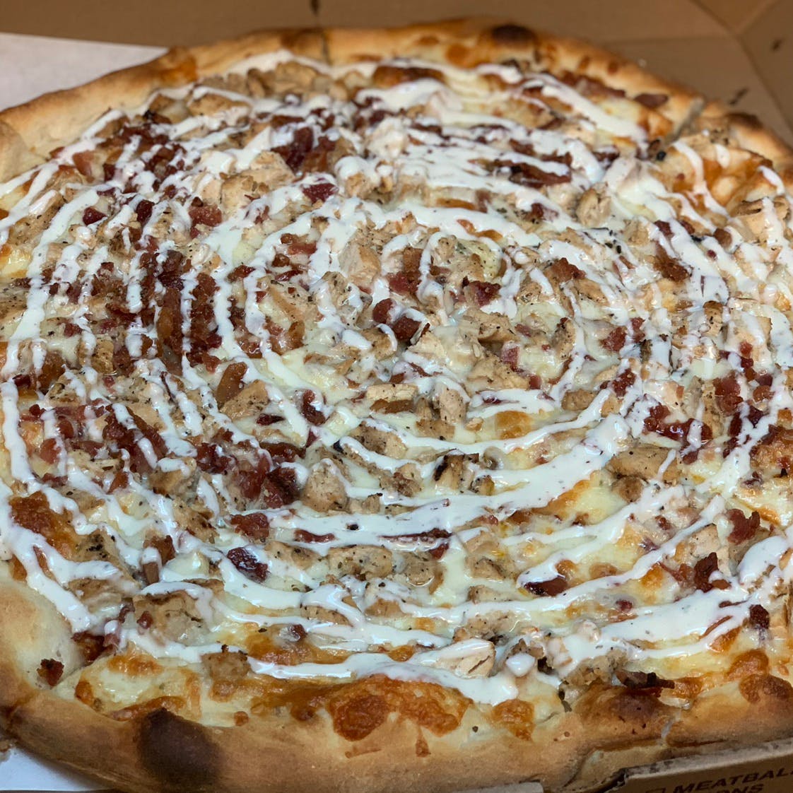 Order Bacon Chicken Ranch Pizza - Personal 10" food online from Pirone Restaurant & Catering store, Hainesport on bringmethat.com