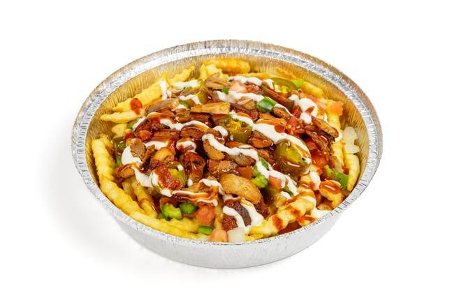 Order Loaded Fries with Chicken Shawarma Platter food online from The Halal Guys store, Amherst on bringmethat.com