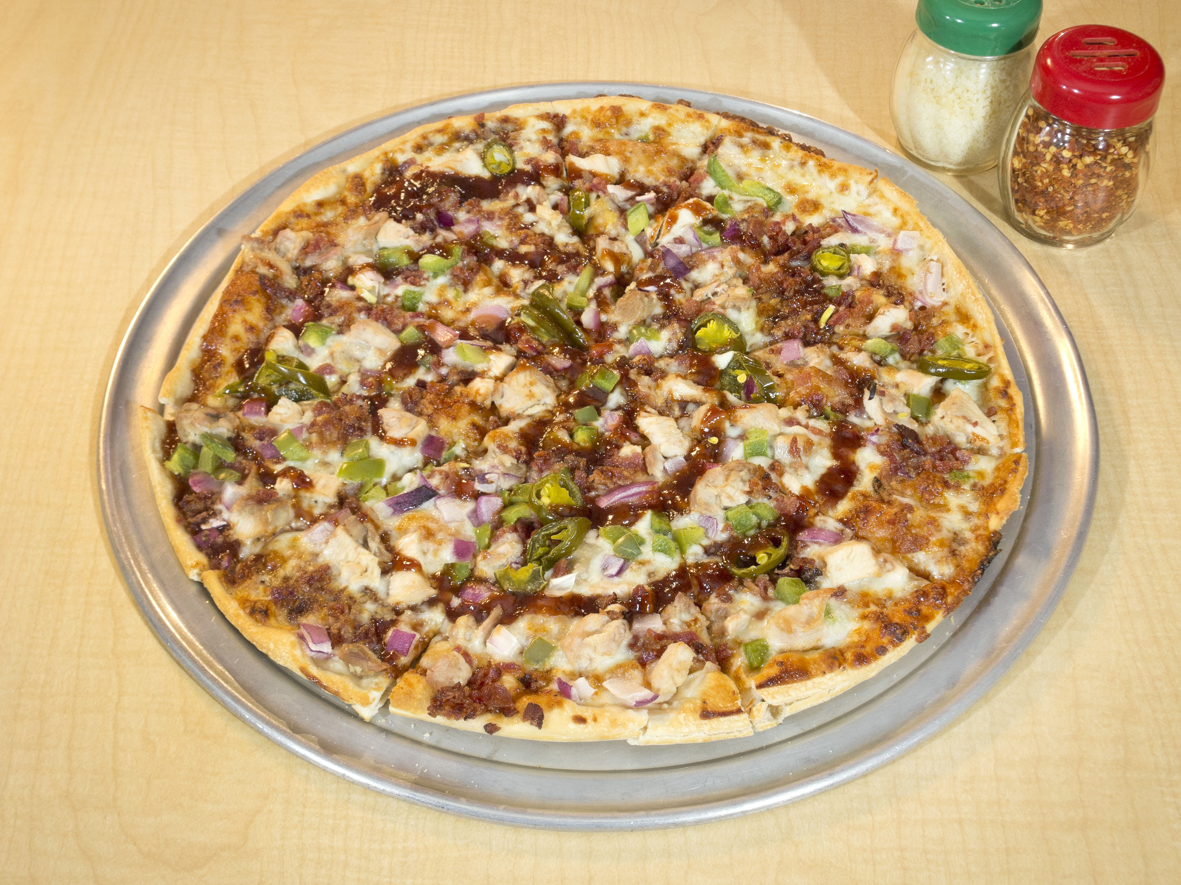 Order Hick Chick Original Thin Crust Pizza food online from Smitty Pizza store, Shreveport on bringmethat.com
