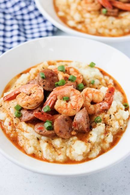 Order *Shrimp & Sausage Grits food online from Bailey Seafood store, Buffalo on bringmethat.com