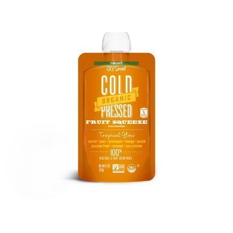 Order 7-Select Go!Smart Cold Organic Pressed Fruit Squeeze Tropical Squeeze 4.23oz food online from 7-Eleven store, Bryan on bringmethat.com