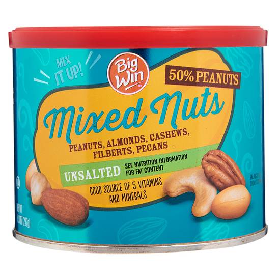 Order Big Win Mixed Nuts 50% Peanut Unsalted (10.3 oz) food online from Rite Aid store, Eugene on bringmethat.com
