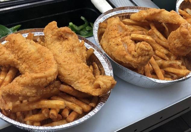 Order 2 Pcs Fish and Fries food online from Halal Munchies store, New York on bringmethat.com