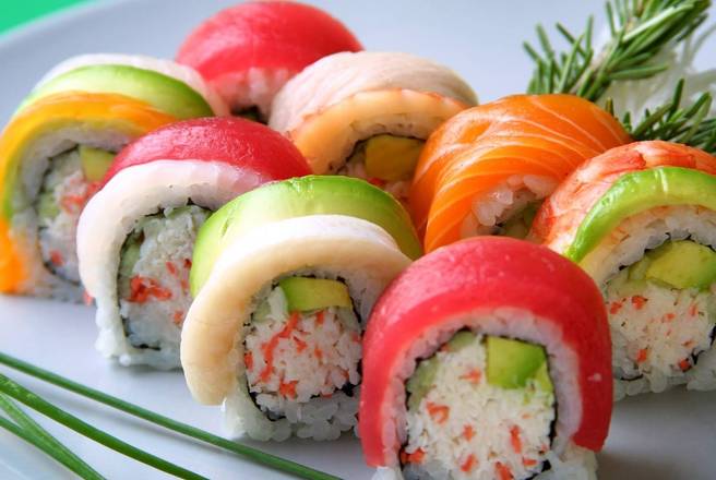Order Rainbow Roll food online from I Luv Sushi store, Rockford on bringmethat.com