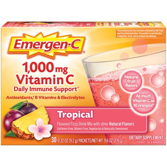 Order Emergen-C Daily Immune Support Fizzy Drink Mix 1000 mg Vitamin C Tropical (30 ct) food online from Rite Aid store, Palm Desert on bringmethat.com