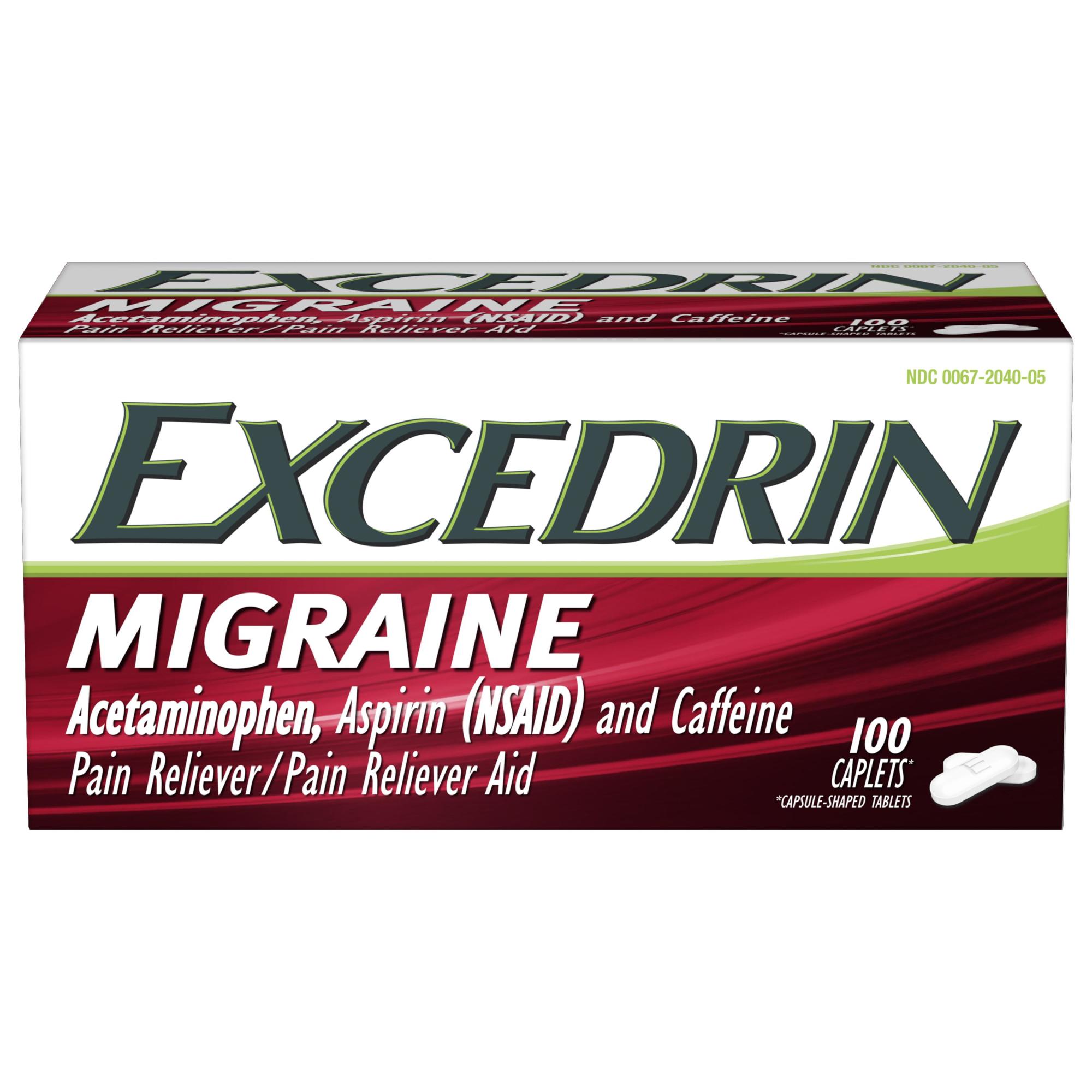 Order Excedrin Migraine Pain Reliever Aid with Caffeine Caplets - 100 ct food online from Rite Aid store, Aston on bringmethat.com