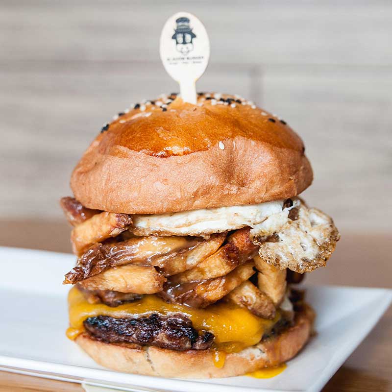 Order The Hangover Burger food online from Blacow store, Charlotte on bringmethat.com