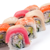 Order T6. Rainbow Roll food online from Ten Ten Buffet Grill & Sushi store, Kalamazoo on bringmethat.com
