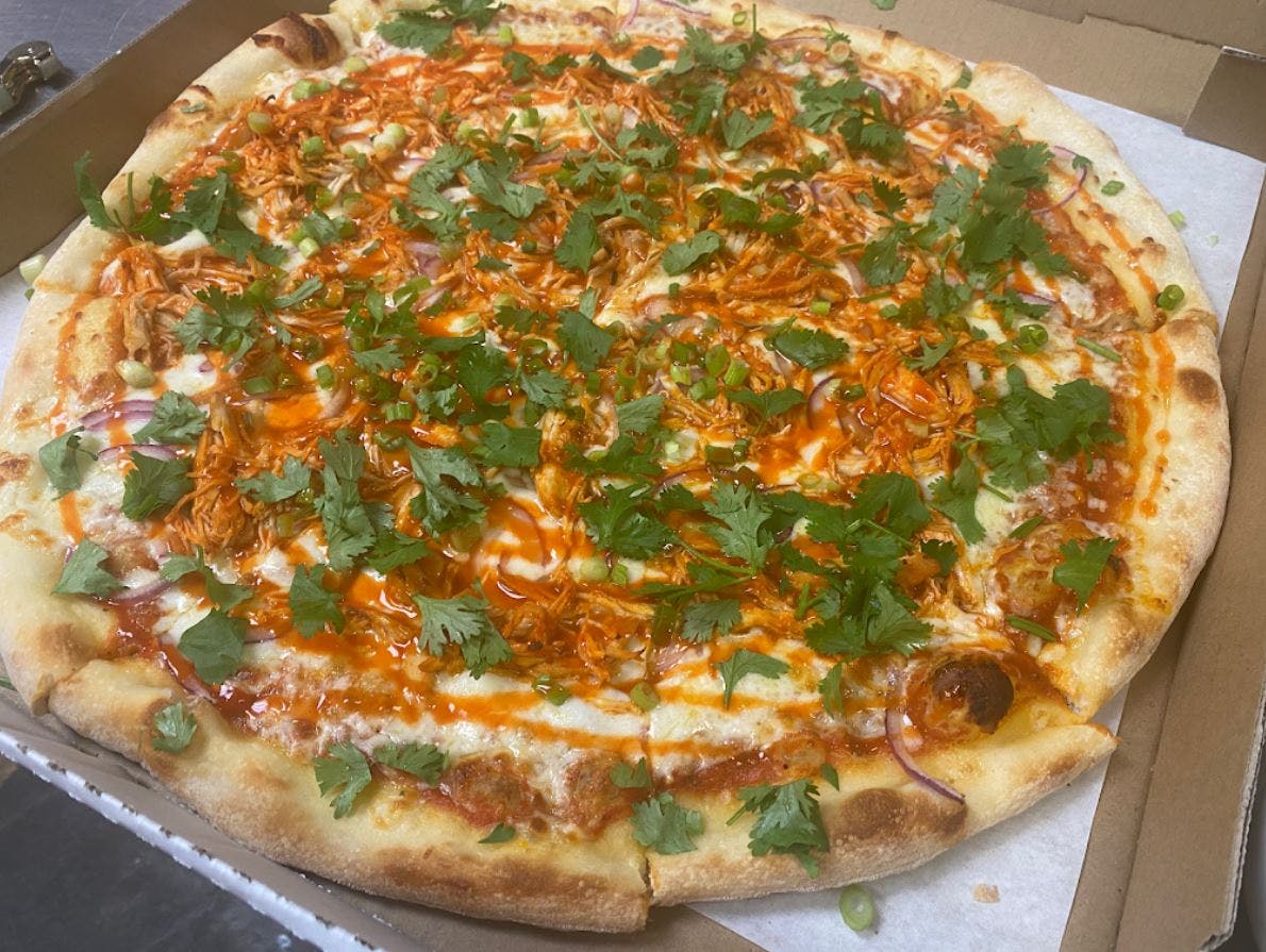 Order Special Buffalo Chicken Pizza - Personal 8" food online from Lax Pizza store, Los Angeles on bringmethat.com