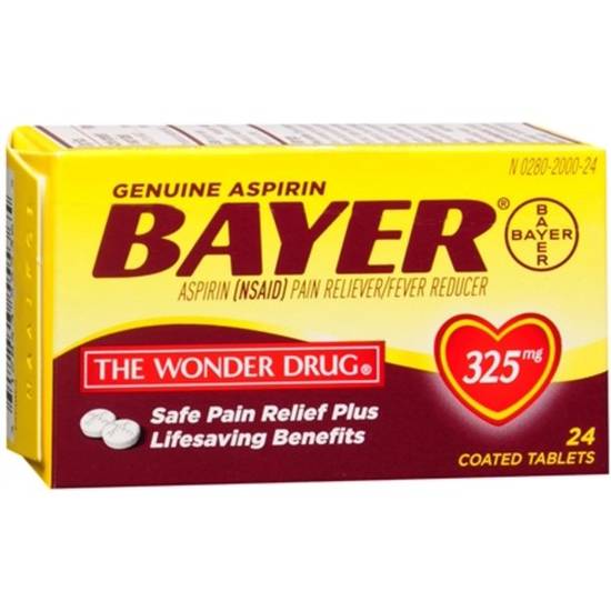Order Genuine Bayer Aspirin Tablets 24 Count food online from Deerings Market store, Traverse City on bringmethat.com