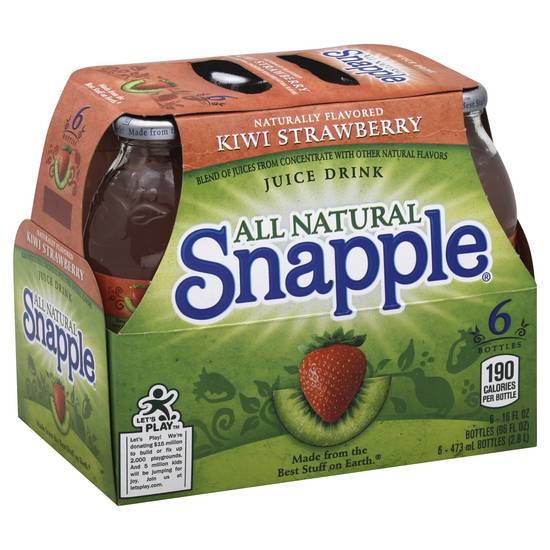 Order Snapple Juice Drink Kiwi Strawberry 16 oz Bottles (16 oz x 6 ct) food online from Bartell Drugs store, SEATTLE on bringmethat.com