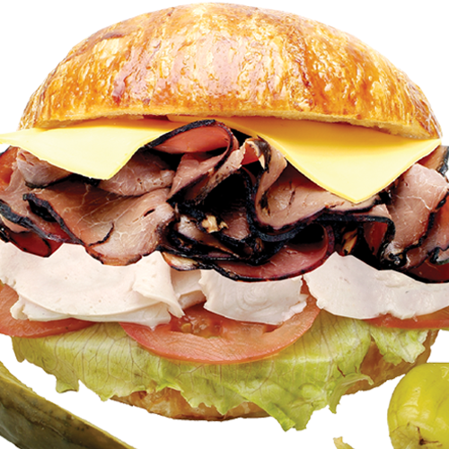 Order 55. Turkey and Roast Beef with Croissant food online from Lee's Sandwiches store, Chino on bringmethat.com