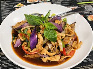 Order Spicy Eggplant Basil food online from Tamarind Thai Cuisine store, Camarillo on bringmethat.com