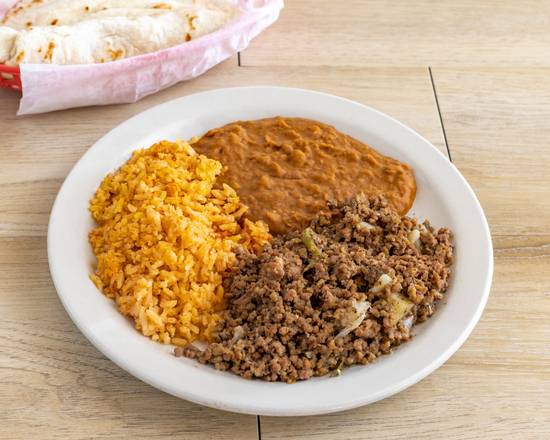 Order Picadillo Plate food online from Eddie's Taco House store, San Antonio on bringmethat.com