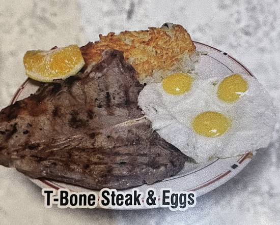 Order T-bone Steak & Eggs food online from Harry's Cafe- Katella Ave store, Stanton on bringmethat.com
