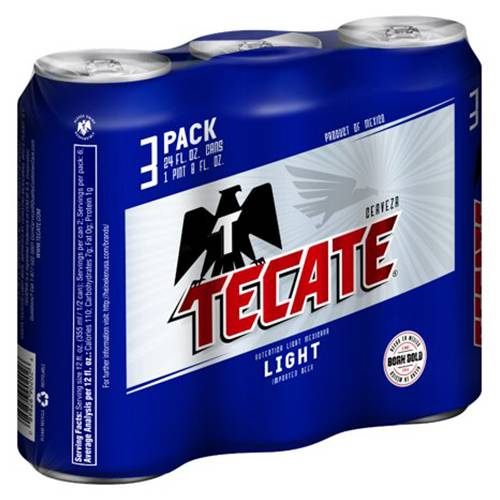 Order Tecate Light Cans - 24 oz Cans/3 Pack food online from Bottle Shop & Spirits store, Los Alamitos on bringmethat.com
