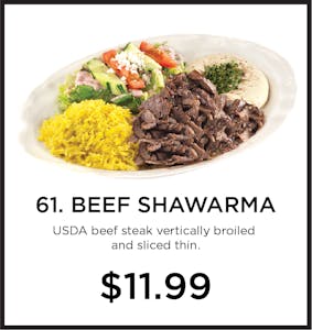 Order 61. Beef Shawarma food online from Mystic Grill store, La Mesa on bringmethat.com