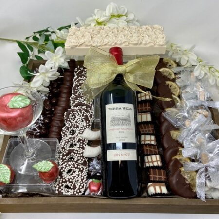 Order Mega deluxe rosh hashana signature wooden gift tray food online from Twisted Gourmet Chocolates store, Passaic on bringmethat.com