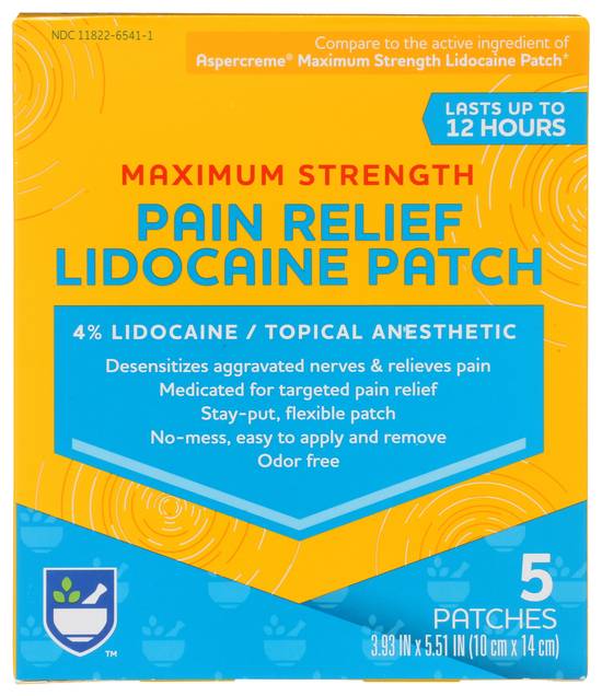 Order Rite Aid Pharmacy Maximum Strength Pain Relieving Patches 4% Lidocaine (5 ct) food online from Rite Aid store, MILFORD on bringmethat.com