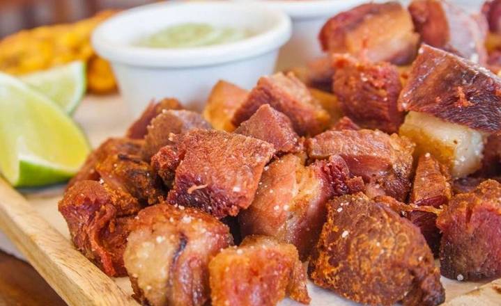 Order Fried Pork with Side Choice (Chicharron) food online from Mofongos store, Wilmington on bringmethat.com