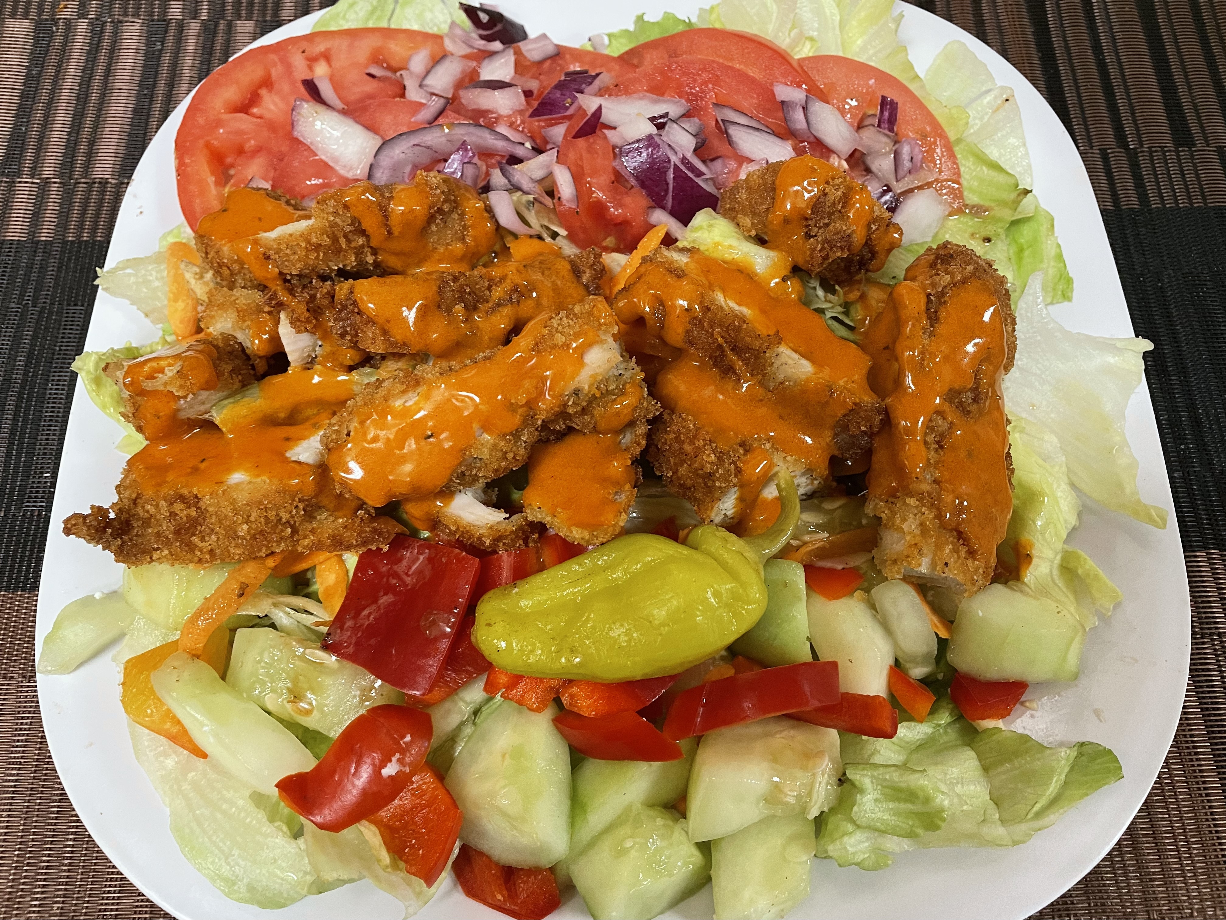 Order 111. Buffalo Chicken Tender Salad food online from Sofia Pizza House store, Quincy on bringmethat.com