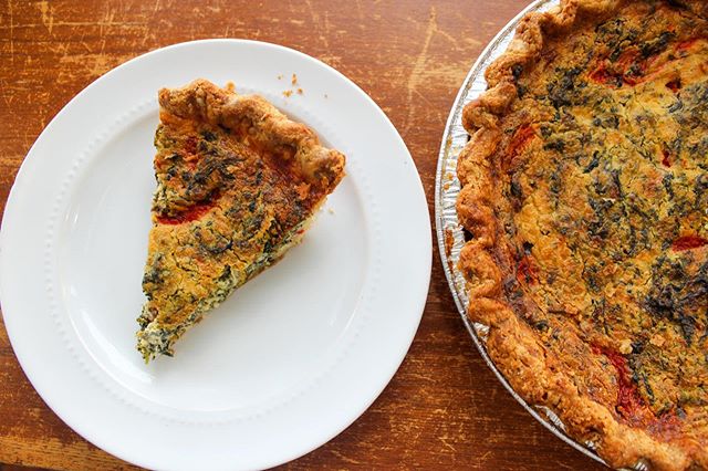 Order Spinach, Feta and Red Pepper Quiche (Take and Bake) (Whole Pie) food online from Pie Bar Marietta store, Marietta on bringmethat.com