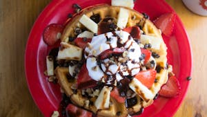 Order Banana Split Waffle food online from Persy's Place store, Mashpee on bringmethat.com
