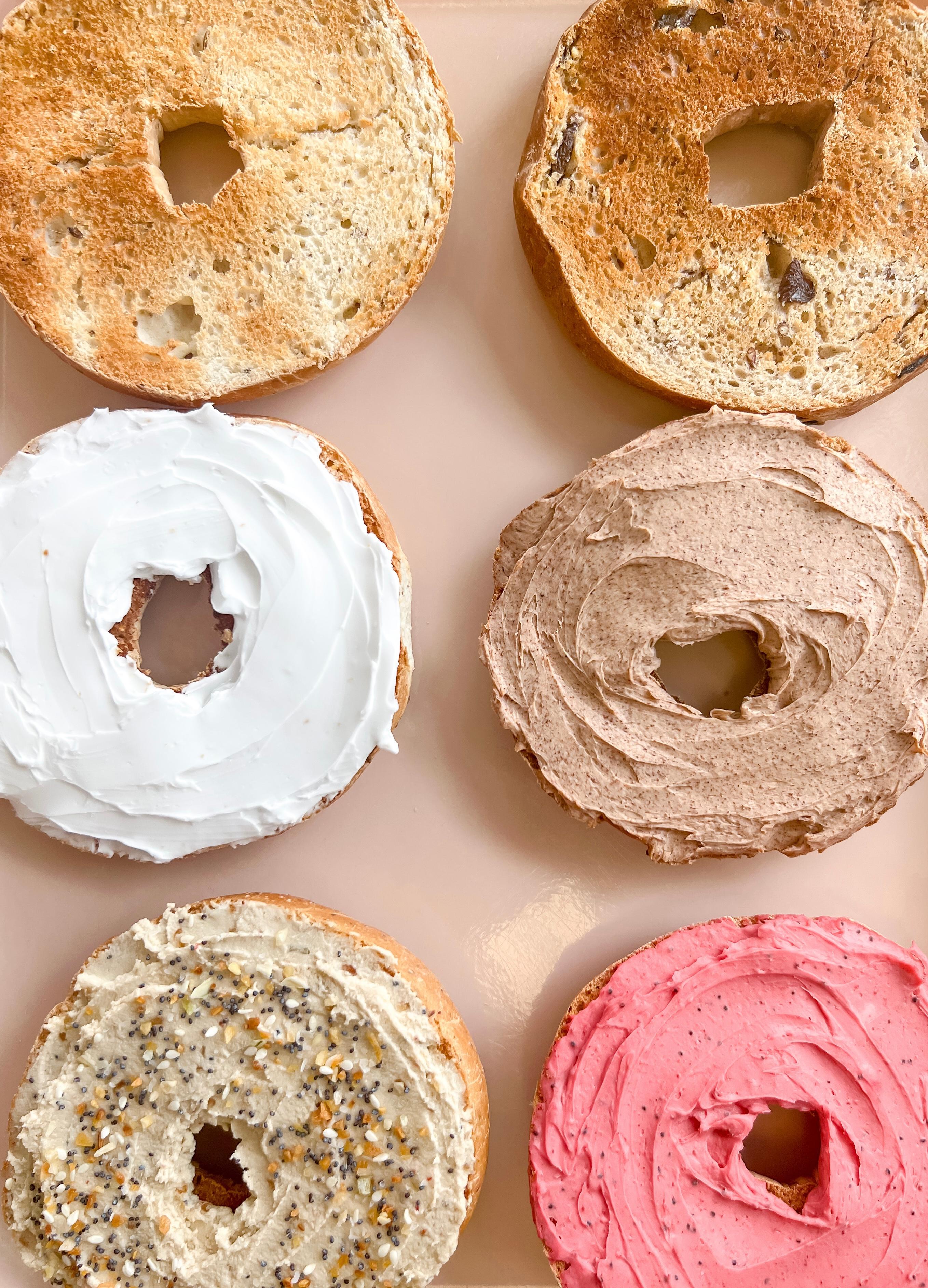 Order BAGEL + CREAM CHEESE (assorted flavors) food online from Heart Beet Kitchen store, Haddon Township on bringmethat.com
