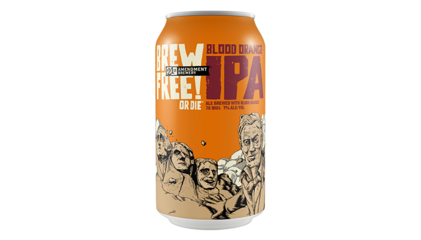 Order 21st Amendment Brew Free! or Die Blood Orange IPA 6 Pack 12oz Cans food online from Golden Rule Liquor store, West Hollywood on bringmethat.com