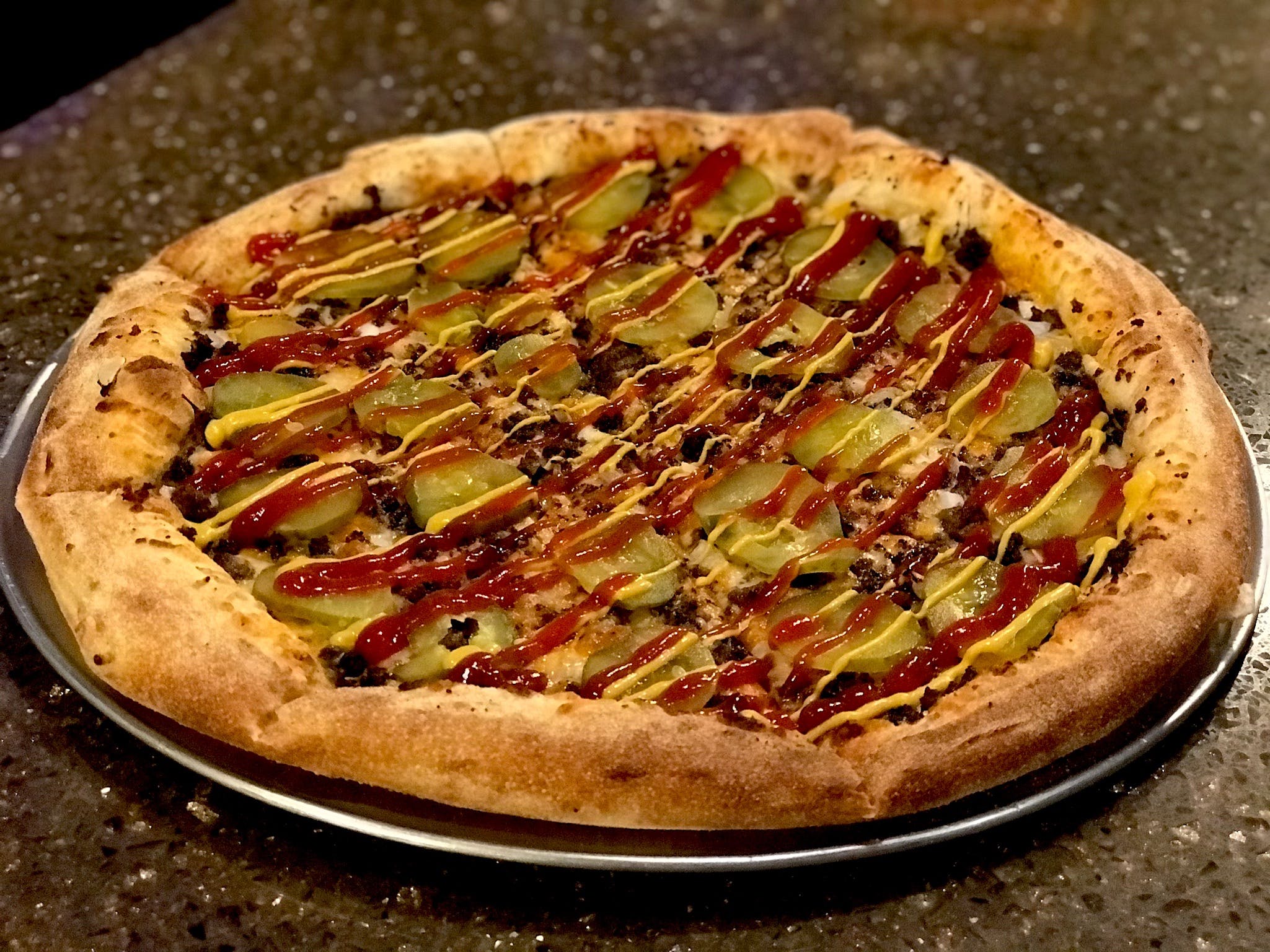 Order Cheeseburger Pizza - Personal 8" (4 Slices) food online from Vin Trofeo Pizzeria & Pub store, Mt Pleasant on bringmethat.com